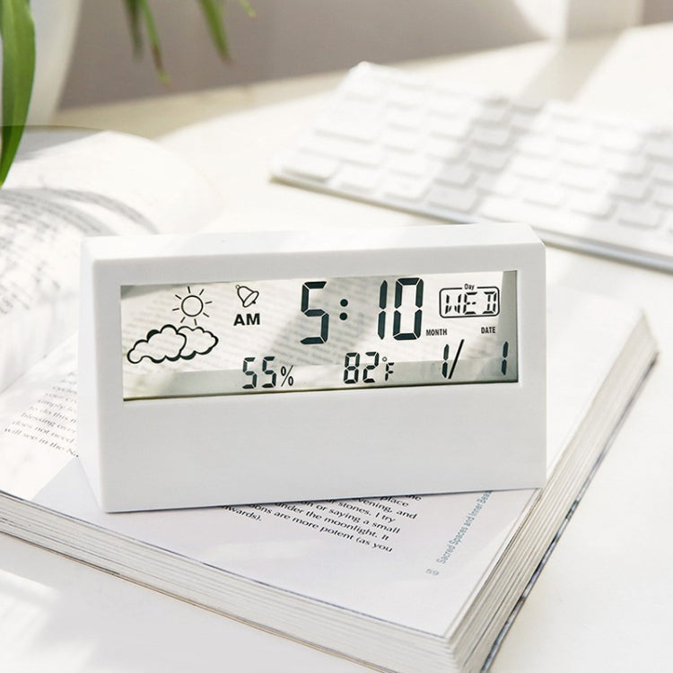 LCD Electronic Desk Clock Digital Display Multifunctional Temperature And Humidity Meter Alarm Clock, Model: Transparent White - Alarm Clocks by PMC Jewellery | Online Shopping South Africa | PMC Jewellery