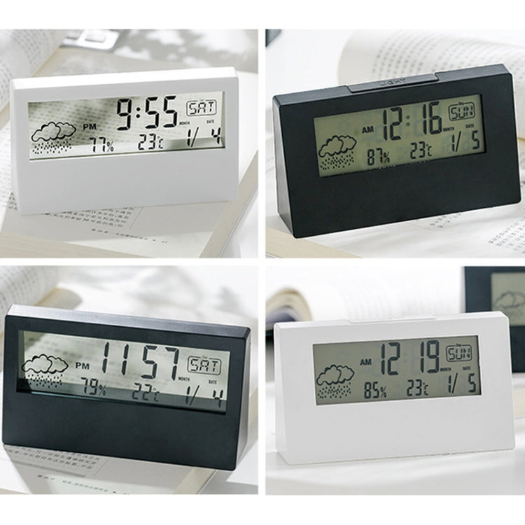 LCD Electronic Desk Clock Digital Display Multifunctional Temperature And Humidity Meter Alarm Clock, Model: Transparent White - Alarm Clocks by PMC TechLife | Online Shopping South Africa | PMC TechLife