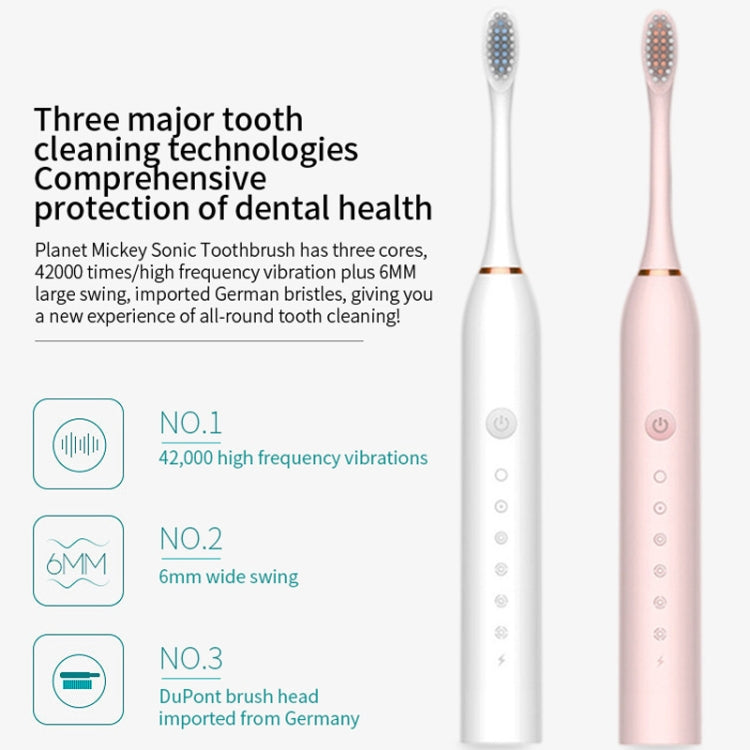 Rechargeable Ultrasonic Soft Bristle Electrical Toothbrushes Flosser 6 Gear With 4 Brushes(Black) - Toothbrushes by PMC Jewellery | Online Shopping South Africa | PMC Jewellery | Buy Now Pay Later Mobicred