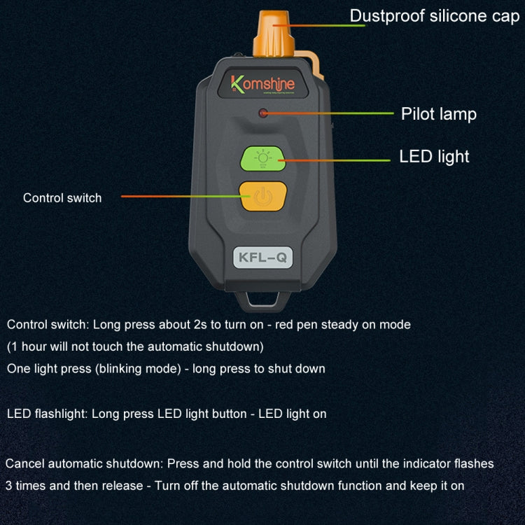 Komshine 15km Mini Optical Fiber Breakpoint Positioning Test Red Light Pen, Specification: KFL-Q-20MW - free shipping - PMC Jewellery - Order now!