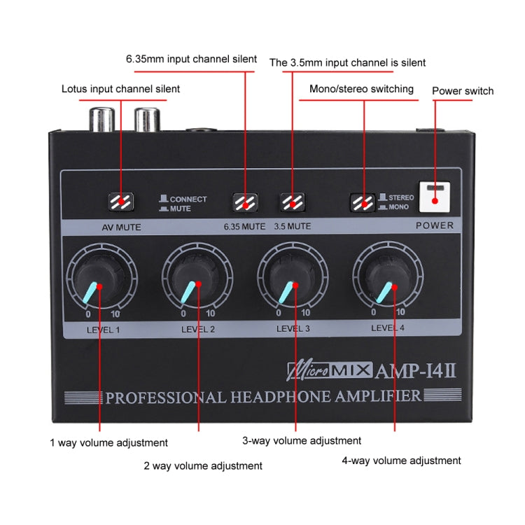 Mini HIFI 8-channel Monitoring Portable Headphone Amplifier Distributor(US Plug) -  by PMC TechLife | Online Shopping South Africa | PMC TechLife | Buy Now Pay Later Mobicred