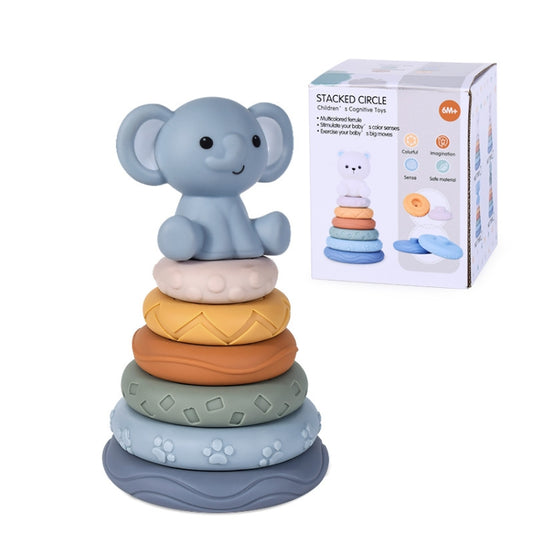 Baby Stacking Nesting Circle Toy Soft Squeeze Building Blocks Sensory Toys, Style: Elephant - Early Education Toys by PMC Jewellery | Online Shopping South Africa | PMC Jewellery