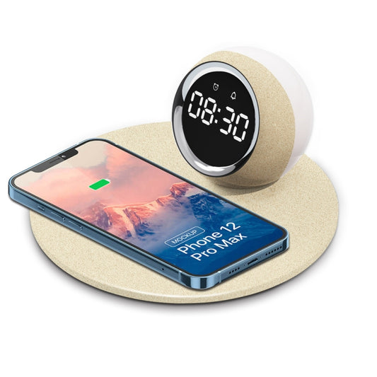 K22T 15W Multifunctional Rotatable Clock Night Light Wireless Fast Charger, Color: Wheat-color - Wireless Charger by PMC Jewellery | Online Shopping South Africa | PMC Jewellery | Buy Now Pay Later Mobicred