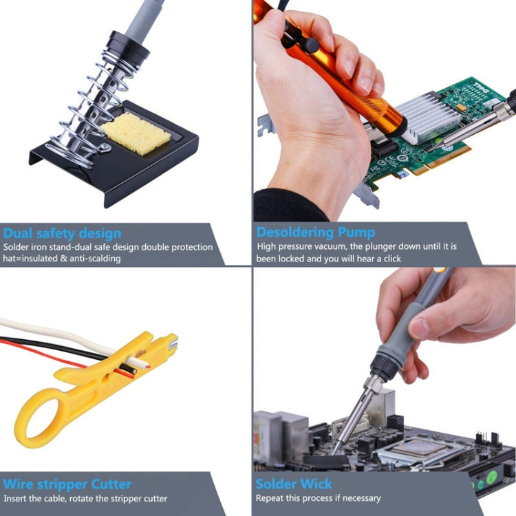 19 in 1 60W Adjustable Temperature Soldering Iron Multimeter Tool Set, Color: Blue US Plug - free shipping - PMc TechLife - Order now!