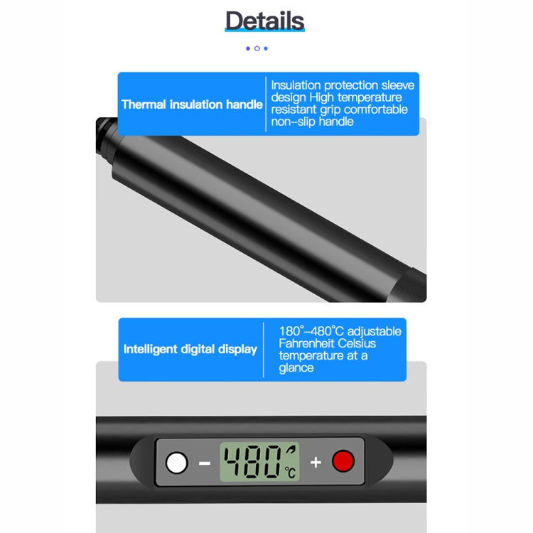 10pcs/ Set 80W Internal Heating Welding Digital Display Soldering Iron Temperature Adjustment Set, Model: Black EU Plug - Electric Soldering Iron by PMC TechLife | Online Shopping South Africa | PMC TechLife