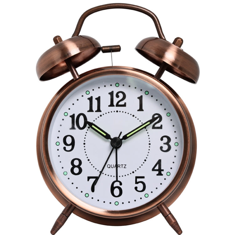 4.5 Inch Electroplated Metal Ring Bell Alarm Clock Quartz Clock With Night Light ?, Style: Red Copper A - Novelty Clock by PMc TechLife | Online Shopping South Africa | PMc TechLife | Buy Now Pay Later Mobicred