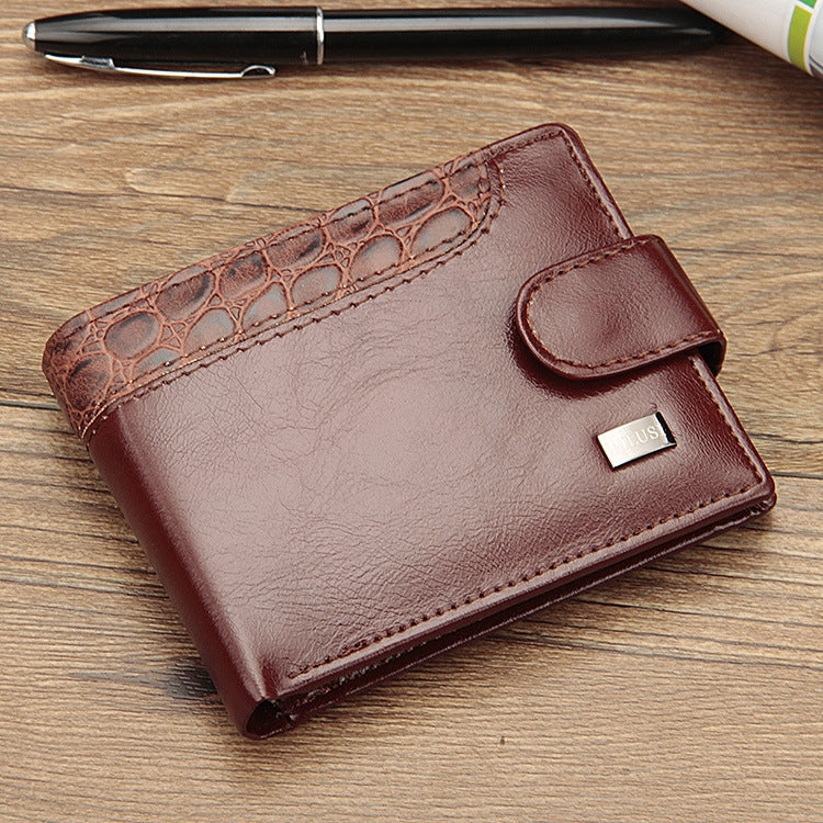 Baellerry M1078 Splicing Leather Casual Men Wallet With Buckle Multi-Card Slot Coin Purse(Brown) - Wallets by Baellerry | Online Shopping South Africa | PMC Jewellery