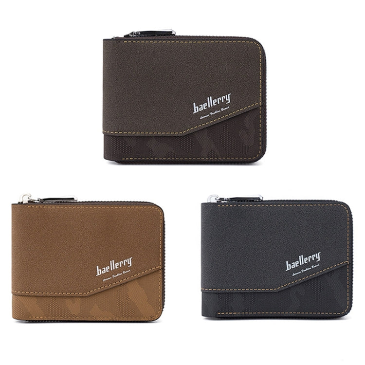 Baellerry D5106 RFID Anti-theft Retro Zipper Wallet Spliced Short Coin Purse(Coffee) - Antimagnetic RFID Package by Baellerry | Online Shopping South Africa | PMC Jewellery