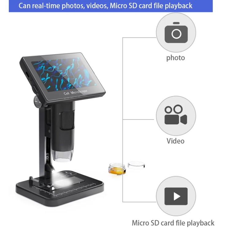 HD Electronic Digital Microscope 5 Inch Screen Touch Key 8000X Biological Cell Electronic Magnifying Glass - free shipping - PMC TechLife - Order now!