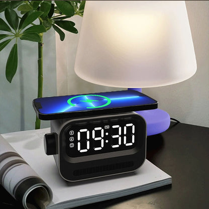 15W 3-In-1 Ambient Light Digital Display Clock Bluetooth Speaker Magnetic Wireless Charger(White) - Desktop Speaker by PMC Jewellery | Online Shopping South Africa | PMC Jewellery | Buy Now Pay Later Mobicred