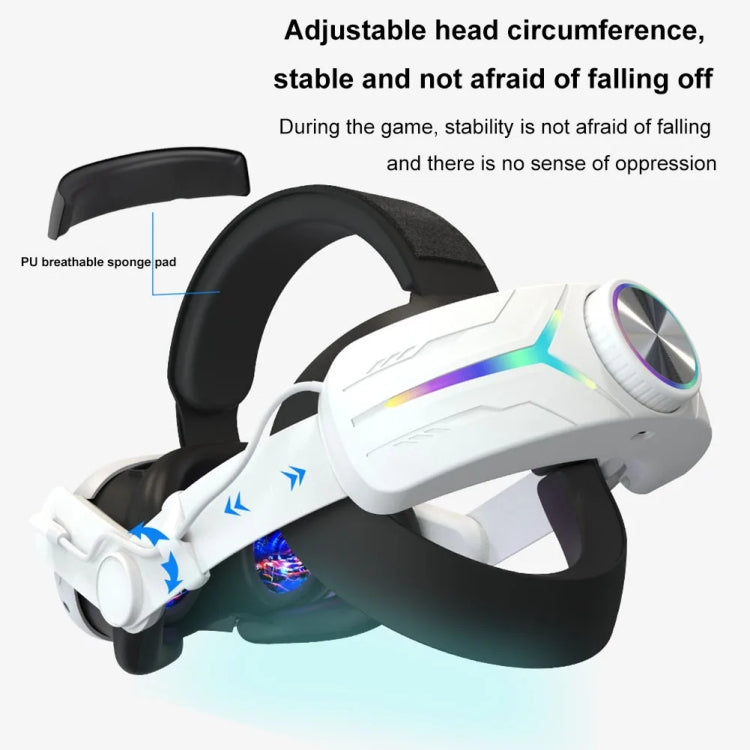For Meta Quest 3 USB Rechargeable RGB Lighting Effect Adjustable Foldable Headset(White) - VR Accessories by PMC TechLife | Online Shopping South Africa | PMC TechLife