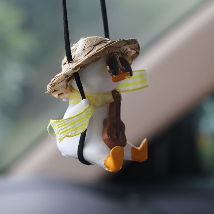 Car Cartoon Duck Rear View Mirror Interior Pendant(Drink Glasses Pink Hat Duck) - Ornaments by PMC Jewellery | Online Shopping South Africa | PMC Jewellery | Buy Now Pay Later Mobicred