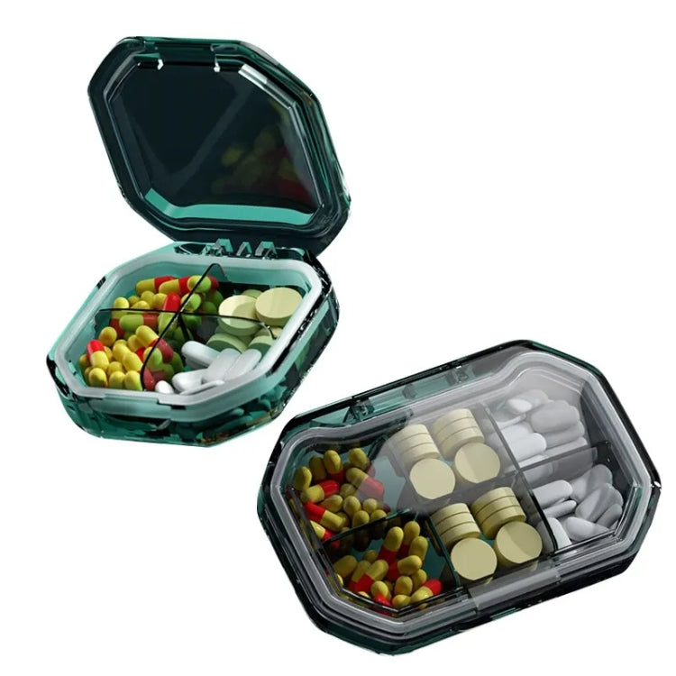 Portable Mini Compartmentalized Sealed Pill Box Weekly Morning And Evening Pill Capsule Dispensing Box, Style: 4 Grids Gray - Pill Boxes by PMC Jewellery | Online Shopping South Africa | PMC Jewellery