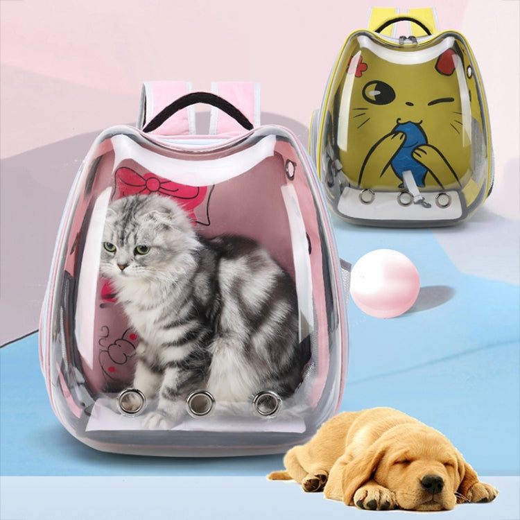 Cartoon Pattern Cat Transparent Pet Bag Space Capsule Portable Pet Backpack, Color: Pink - free shipping - PMC TechLife - Order now!