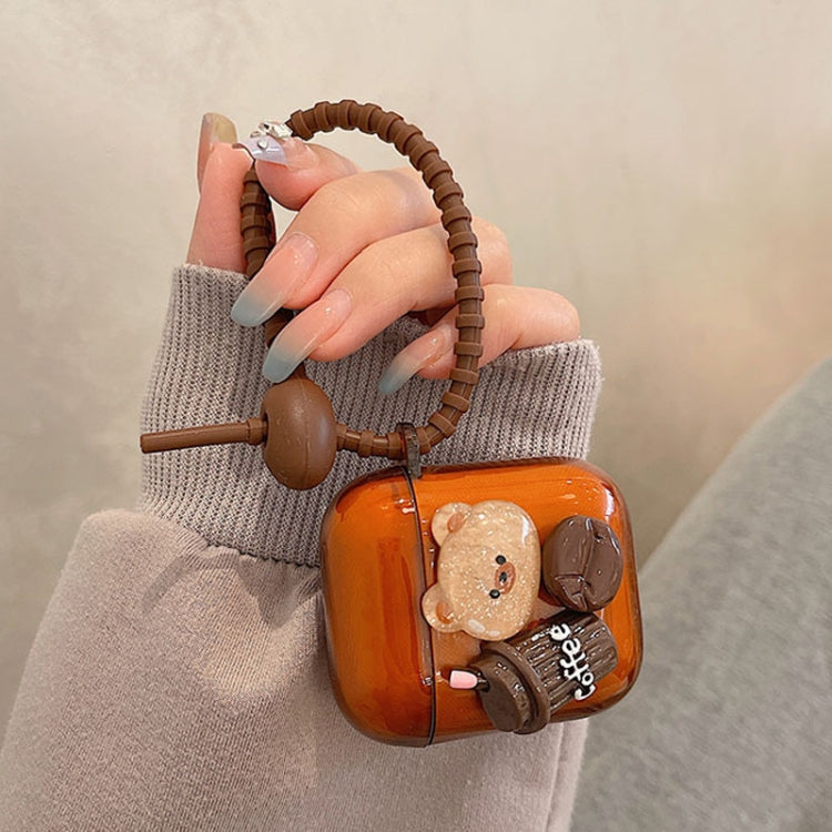 For AirPods Pro 2 Cartoon 3D Coffee Bear Headphones Case Protective Shell Cover - For AirPods Pro 2 by PMC Jewellery | Online Shopping South Africa | PMC Jewellery | Buy Now Pay Later Mobicred