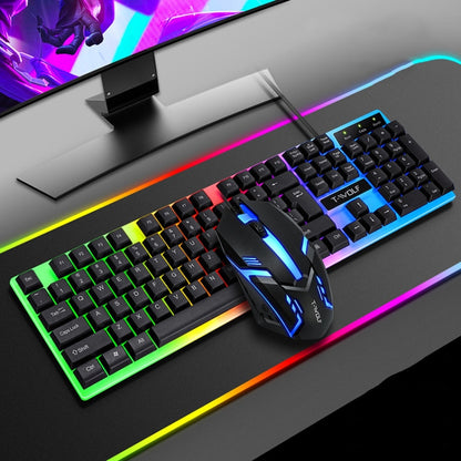 T-WOLF TF230 Colorful Light Effect Game Office Computer Wired Keyboard and Mouse Kit(Black) - Wired Keyboard by T-WOLF | Online Shopping South Africa | PMC Jewellery | Buy Now Pay Later Mobicred