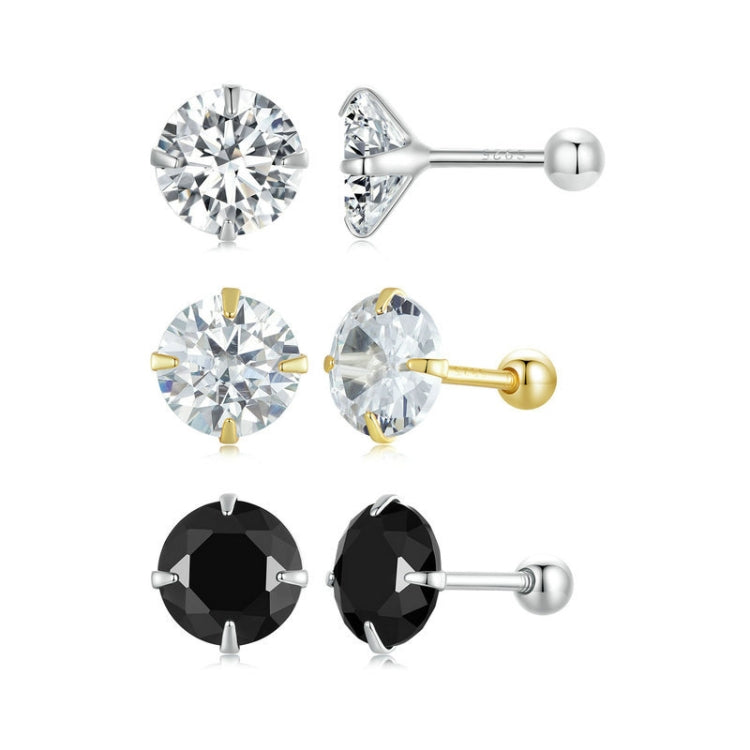 S925 Sterling Silver Platinum Plated Zircon Stud Earrings Jewelry, Color: Gold White Zirconia L - Stud Earrings & Earrings by PMC Jewellery | Online Shopping South Africa | PMC Jewellery