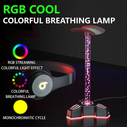 RGB Lighted Headphone Stand With Ambient Light USB Expansion Port Headphone Display Bracket, Style: With 3.5mm Port - Headset Stand by PMC Jewellery | Online Shopping South Africa | PMC Jewellery | Buy Now Pay Later Mobicred