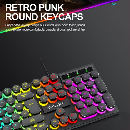 T-WOLF T80 104-Keys RGB Illuminated Office Game Wired Punk Retro Keyboard, Color: White - Wired Keyboard by T-WOLF | Online Shopping South Africa | PMC Jewellery | Buy Now Pay Later Mobicred