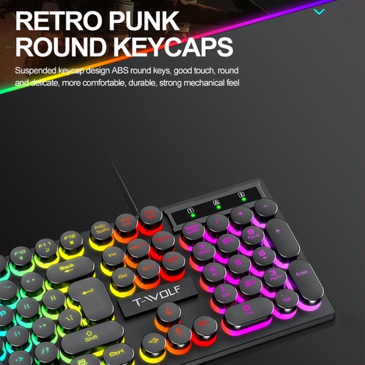 T-WOLF T80 104-Keys RGB Illuminated Office Game Wired Punk Retro Keyboard, Color: Pink - Wired Keyboard by T-WOLF | Online Shopping South Africa | PMC Jewellery | Buy Now Pay Later Mobicred