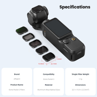 For DJI Osmo Pocket 3 aMagisn HD Double Sided Coated Filters Sports Camera Protective Goggles, Style: ND16+ND64+ND256+ND1000 - Lens Accessories by aMagisn | Online Shopping South Africa | PMC Jewellery | Buy Now Pay Later Mobicred