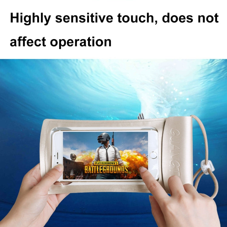 TPU Transparent Touch Screen Phone 30m Waterproof Bag Outdoor Rafting Phone Case(Champagne) - Waterproof Bag by GUANGTU | Online Shopping South Africa | PMC Jewellery | Buy Now Pay Later Mobicred