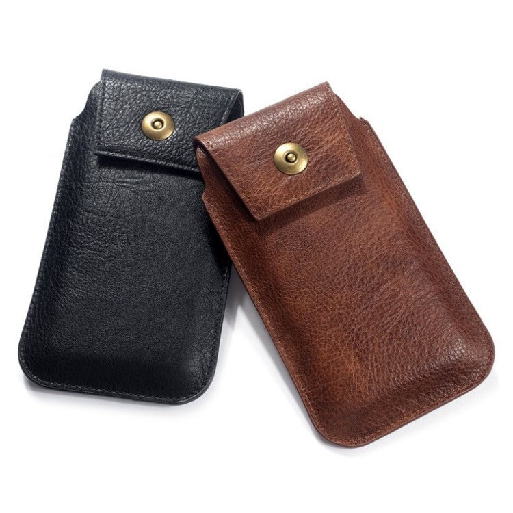 Mobile Phone Leather Waist Bag Holster Pouch M 6.5 Inch Brown -  by PMC Jewellery | Online Shopping South Africa | PMC Jewellery | Buy Now Pay Later Mobicred