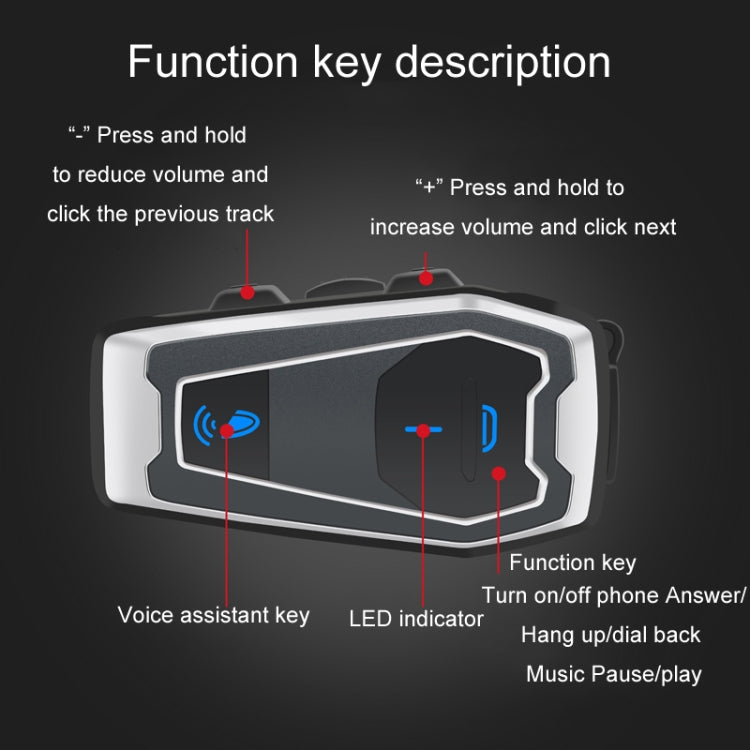 Motorcycle Helmet Bluetooth 5.0 Stereo Music Cycling Headphones(V10) - Motorcycle Walkie Talkie by PMC Jewellery | Online Shopping South Africa | PMC Jewellery | Buy Now Pay Later Mobicred