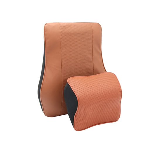 Leather Memory Foam All Season Car Seat Neck Support Cushion Headrest+Waist Pad(Brown) - Seat Accessories by PMC Jewellery | Online Shopping South Africa | PMC Jewellery | Buy Now Pay Later Mobicred