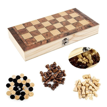 39 x 39cm 3 In 1 Wooden Chess Set Foldable Chess Board For Kids Adults - Table Games by PMC Jewellery | Online Shopping South Africa | PMC Jewellery | Buy Now Pay Later Mobicred