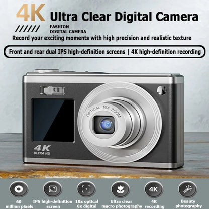 4K HD Optical Zoom Digital Camera 60MP Dual Screen Selfie Camera, No Memory(White) - Video Cameras by PMC Jewellery | Online Shopping South Africa | PMC Jewellery | Buy Now Pay Later Mobicred