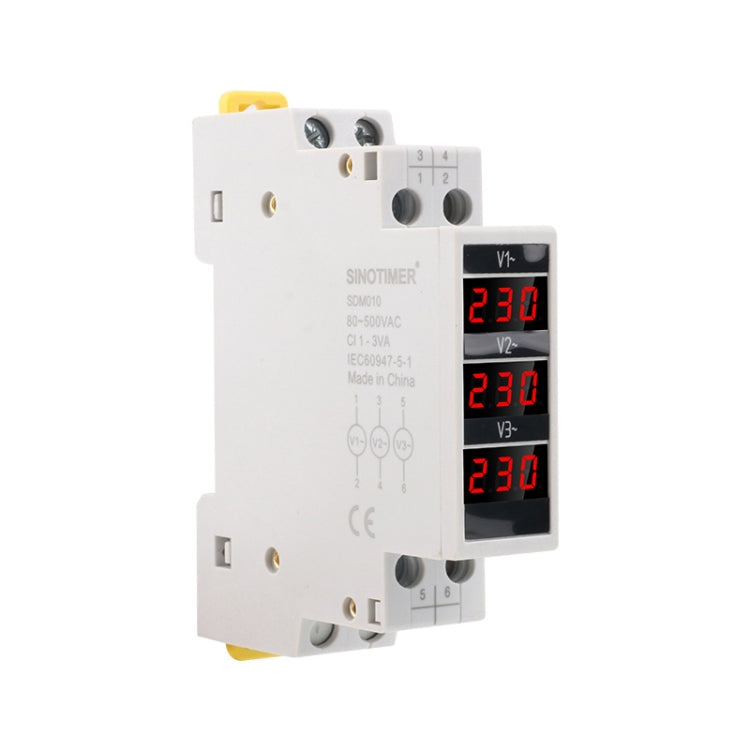 SINOTIMER SDM010 Modular Rail Type AC Three-Phase Digital Voltmeter Electronic Instrumentation - Current & Voltage Tester by SINOTIMER | Online Shopping South Africa | PMC TechLife | Buy Now Pay Later Mobicred