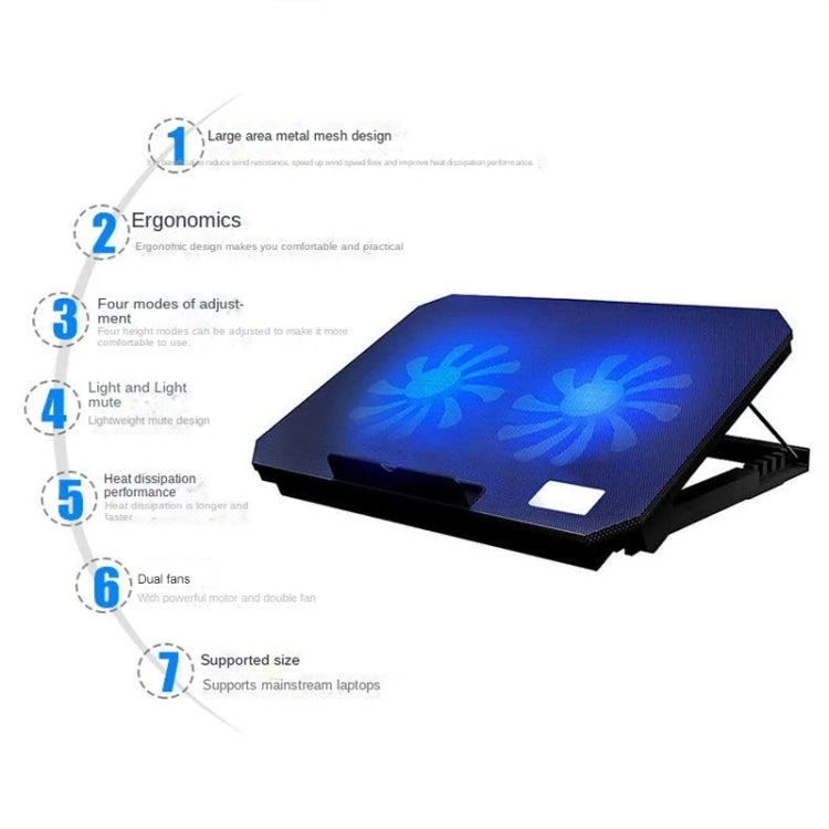 NUOXI S200C Laptop Silent Radiator Multi-level Adjustable Metal Bracket Base(Blue) - free shipping - PMC Jewellery - Order now!