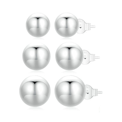 S925 Sterling Silver Platinum Plated Spherical Women Earrings, Size: S - Stud Earrings & Earrings by PMC Jewellery | Online Shopping South Africa | PMC Jewellery