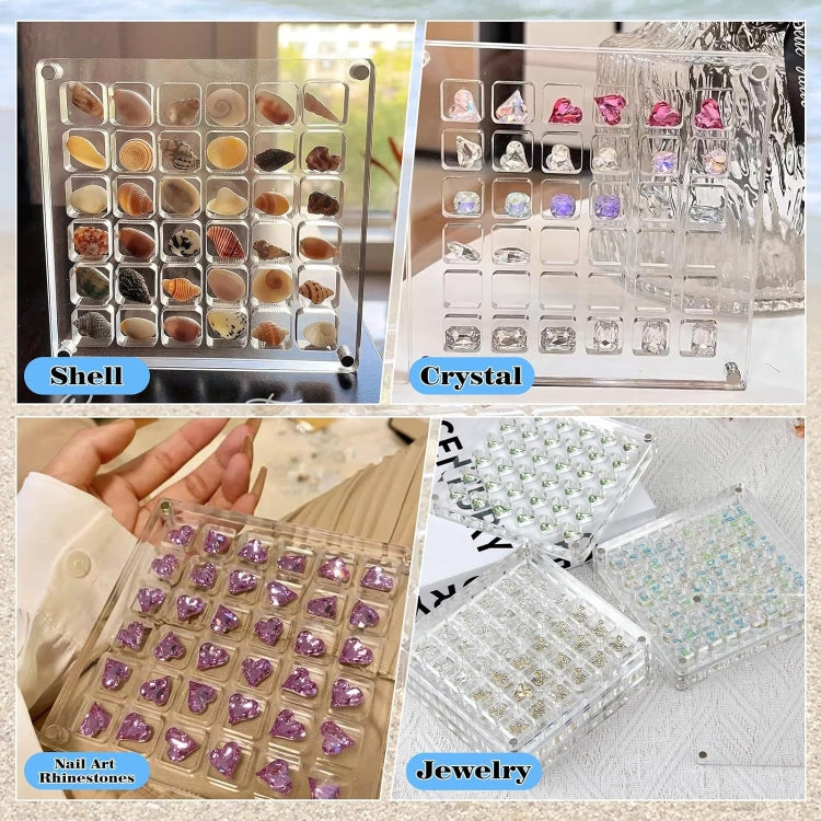 64 Grids Acrylic Magnetic Seashell Storage Display Box Beads Jewelry Nail Art Storage Box - Jewelry Storages by PMC Jewellery | Online Shopping South Africa | PMC Jewellery