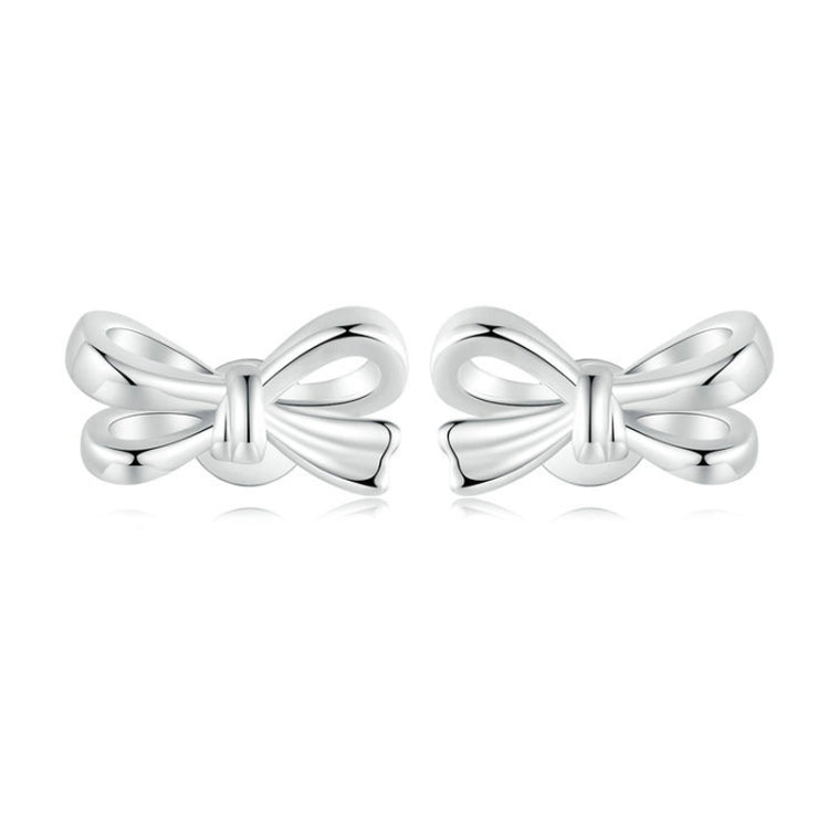 S925 Sterling Silver Bow Women Earrings(SCE1707) - Stud Earrings & Earrings by PMC Jewellery | Online Shopping South Africa | PMC Jewellery