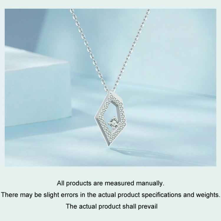 S925 Sterling Silver Platinum Plated Square Geometric Sparkling Necklace(SCN517) - Necklaces & Pendants by PMC Jewellery | Online Shopping South Africa | PMC Jewellery