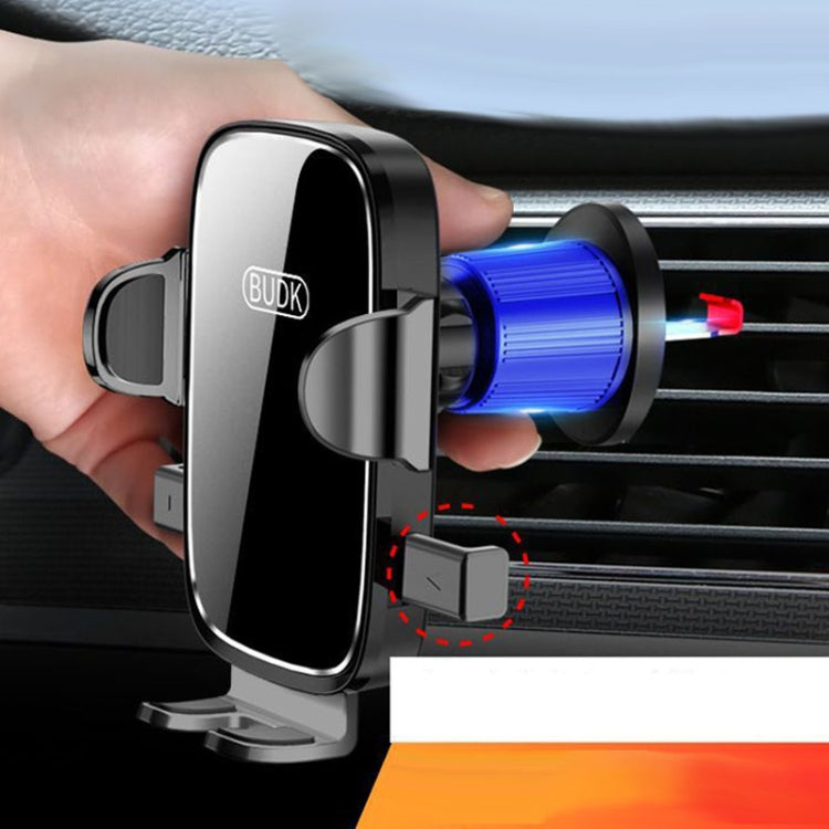BUDK Anti-shake Car Phone Bracket Car Navigation Air Vent Fixed Gravity Support Stand(Black) - Universal Car Holders by BUDK | Online Shopping South Africa | PMC Jewellery | Buy Now Pay Later Mobicred