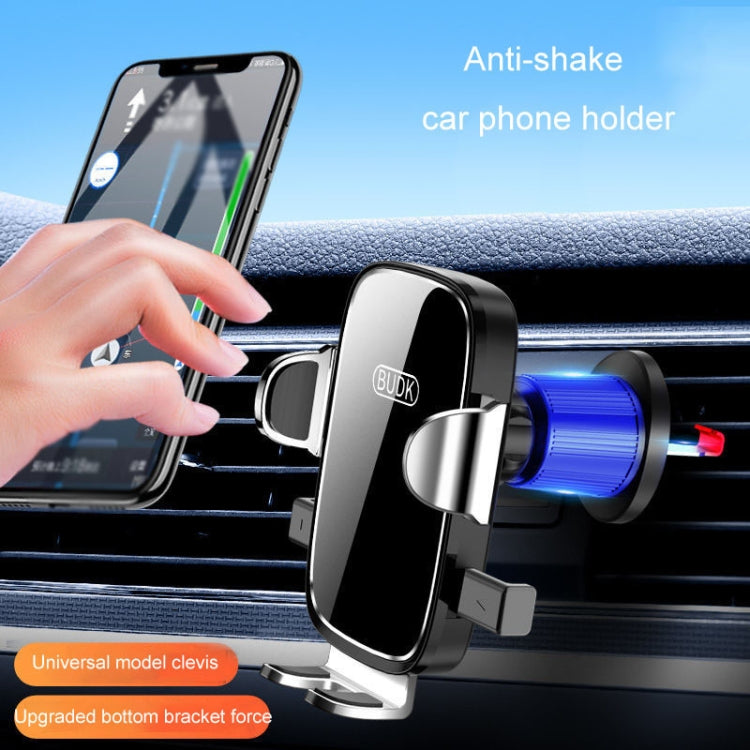 BUDK Anti-shake Car Phone Bracket Car Navigation Air Vent Fixed Gravity Support Stand(Black) - Car Holders by BUDK | Online Shopping South Africa | PMC Jewellery | Buy Now Pay Later Mobicred