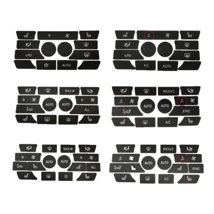 For BMW 5 Series/7 Series/X5/C6/F10/F01/F15 Air Conditioning Button Repair Sticker, Style: A 13pcs No OFF - Decorative Sticker by PMC Jewellery | Online Shopping South Africa | PMC Jewellery | Buy Now Pay Later Mobicred