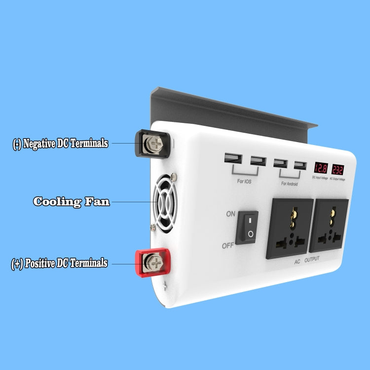 DC 12V To AC 220V Car Inverter Dual Socket 4USB - Modified Square Wave by PMC TechLife | Online Shopping South Africa | PMC TechLife | Buy Now Pay Later Mobicred