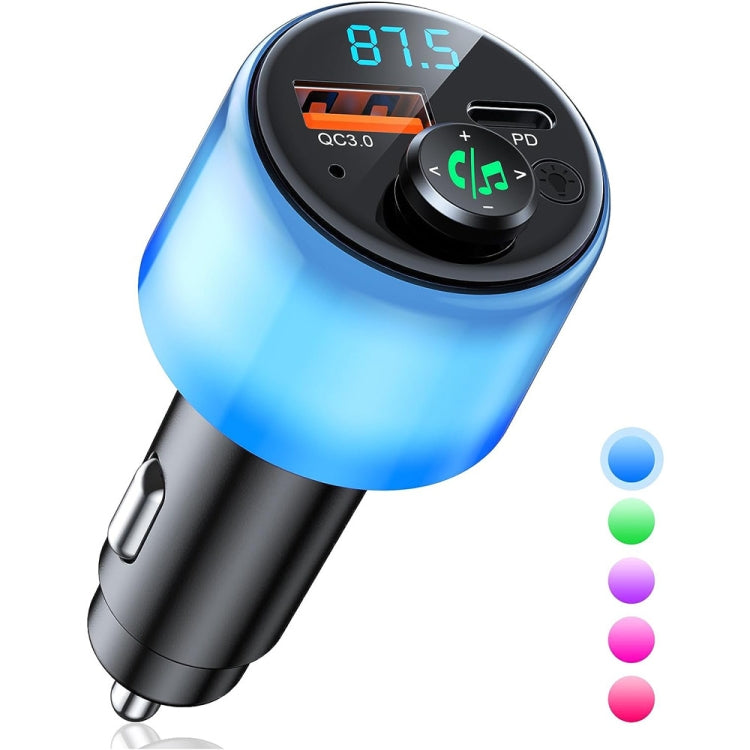 48W PD Fast Charging Car Bluetooth MP3 Player Ambient Light(Black) - Bluetooth Car Kits by PMC TechLife | Online Shopping South Africa | PMC TechLife | Buy Now Pay Later Mobicred