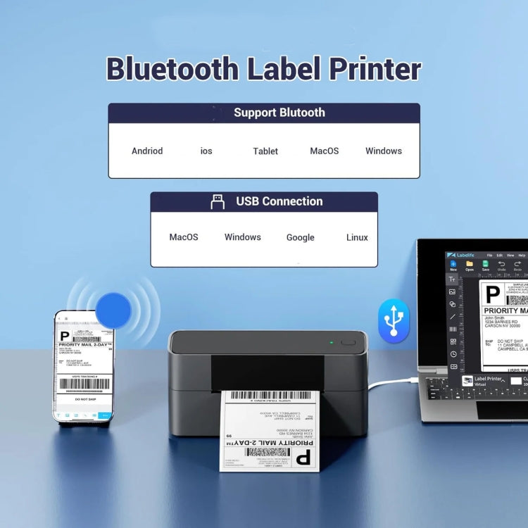 Phomemo PM245-BT Bluetooth Shipping Label Printer Support Labels Width  1- 4.6 Inch(US Plug) - Printer by Phomemo | Online Shopping South Africa | PMC Jewellery | Buy Now Pay Later Mobicred