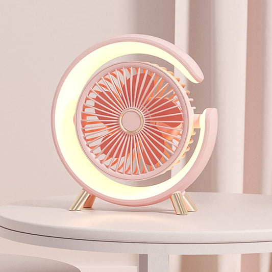 USB Charging Desktop Fan With Light Student Dormitory Light Sound Office Aroma Desktop Fan(Pink) - Electric Fans by PMC Jewellery | Online Shopping South Africa | PMC Jewellery | Buy Now Pay Later Mobicred