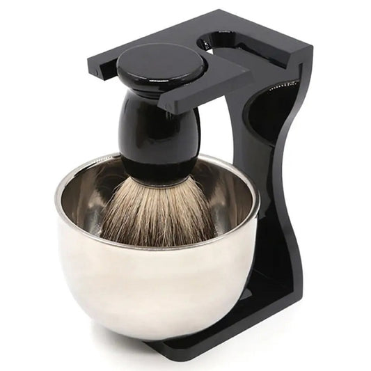 3pcs /Set Men Foam Manual Wooden Handle Beard Brush Set, Color: Badger Hair Black - Manual Razor by PMC Jewellery | Online Shopping South Africa | PMC Jewellery | Buy Now Pay Later Mobicred