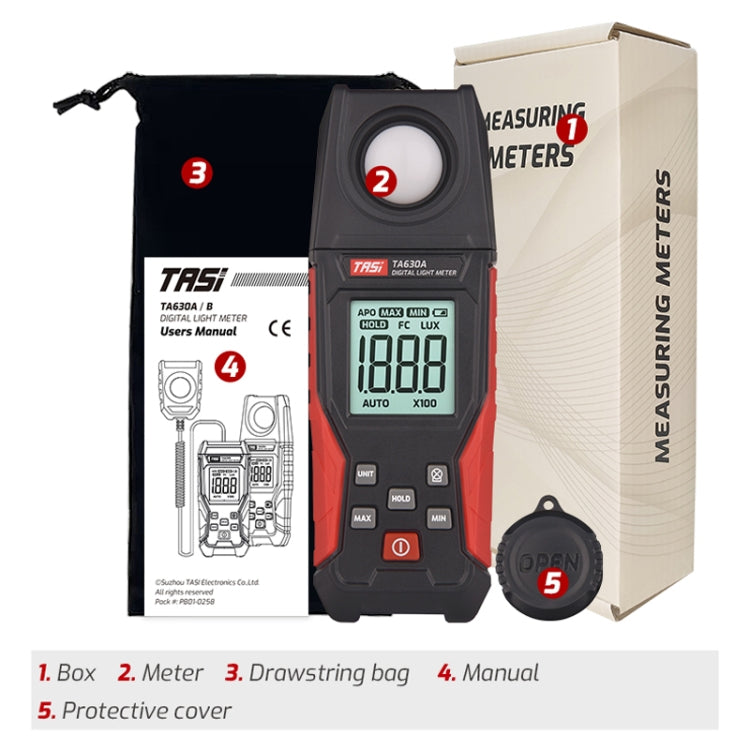 TASI TA630A Integrated Digital Light Meter Illuminance Lux Meter Backlight LCD Display 0.1-200000LUX/0.01-20000FC Light Sensor Tester - Light & Sound Meter by TASI | Online Shopping South Africa | PMC TechLife | Buy Now Pay Later Mobicred
