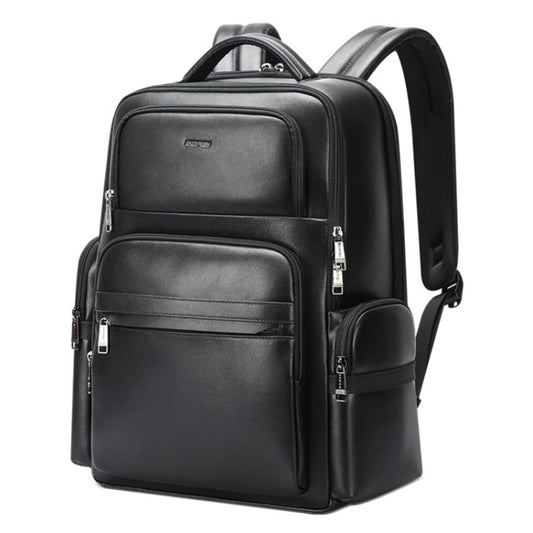 Bopai 61-98611 Large-capacity Waterproof First-layer Cowhide Laptop Backpack With USB+Type-C Port(Black) - Backpack by Bopai | Online Shopping South Africa | PMC Jewellery | Buy Now Pay Later Mobicred