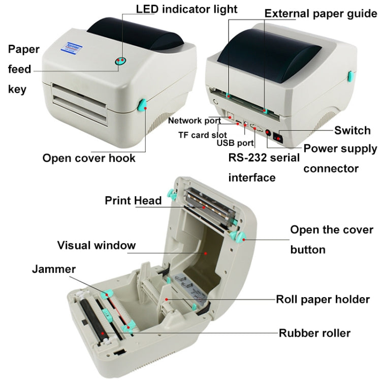 Xprinter XP-450B USB Port Supermarket Cashier Barcode Thermal Printer(EU Plug) - Printer by Xprinter | Online Shopping South Africa | PMC Jewellery | Buy Now Pay Later Mobicred