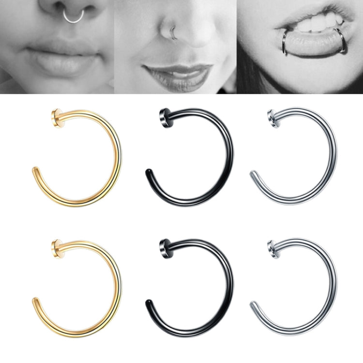 5pcs Stainless Steel Nose Ring Without Hole C-Shape Nose Staple Lip Band Earrings, Size: 0.8 x 10+2(Gold) - Stud Earrings & Earrings by PMC Jewellery | Online Shopping South Africa | PMC Jewellery | Buy Now Pay Later Mobicred