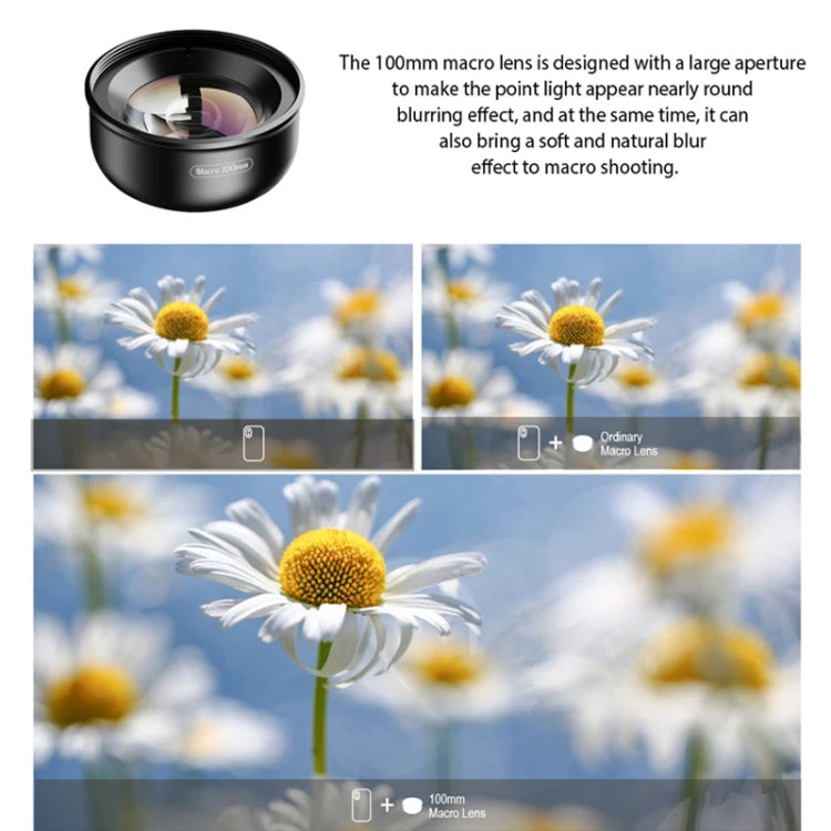 APEXEL 4K HD 100mm Macro Lens With LED Fill Light Set for Smartphones - Macro & Wide-angle by APEXEL | Online Shopping South Africa | PMC Jewellery | Buy Now Pay Later Mobicred